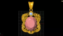 2 Dragon with sapphire gemstone pendant luxury 3D print model