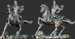3d Scanned warrior on horse printable 3D print model