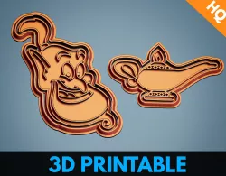 Aladdin Genie And Lamp Cookie Cutters Set Printable Stamp  3D print model