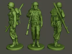 American soldier ww2 Bazooka walk  A4 3D print model
