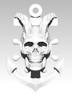 Anchor hook Devil Skull Pendant detailed jewelry 3D print model