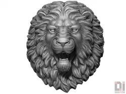 Angry Lion animal head round base 3D print model