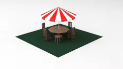 Beach umbrella and  seats 3D print model
