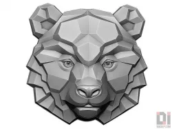 Bear face panda relief polygon art 3D print model