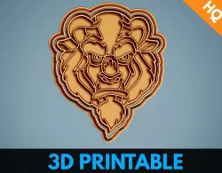 Beauty and the Beast Beast Cookie Cutter Stamp Embosser 3D print model
