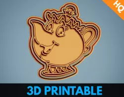 Beauty and the Beast Mrs Potts Cookie Cutter Fondant Favor 3D print model