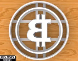 Bitcoin Sign Emblem Logo Cookie Cutter 3D print model