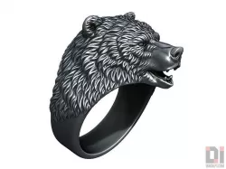 Brown Bear animal head ring jewelry 3D print model