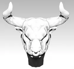 Bull head with horn 3D print model