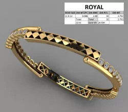 Checkered enamel plus closed setting bangle for women 3D print model