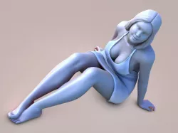 Chubby lady sit 3D print model