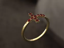 Cross Ring with Diamonds in Pendant 3D print model