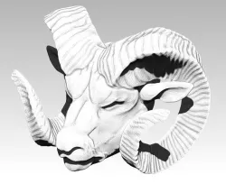 Danger Angry Ram Head Animal Horn Bust 3D print model