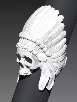 Detailed Indian Skull Chief Ring 3D print model