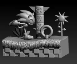 Diorama Sonic in Green Hill 3D print model