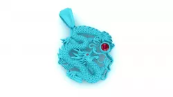Dragon pendant ruby eyes 3D print model
