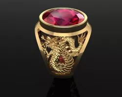 Dragon ruby men ring signet 3D print model