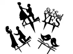 ENGAGEMENT CAKE TOPPER  SET OF 4  3D print model