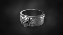 five pointed star skull wing ring for  3D print model  3D print model