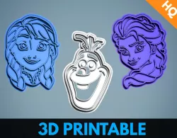 Frozen Movie Characters Cookie Cutters Set Embosser Stamp Party 3D print model