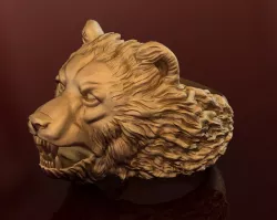 Gold Roar Bear Ring for Men  3D print model