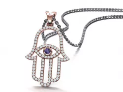 Hamsa Hand Necklace With Diamonds 3dmodel 3D print model