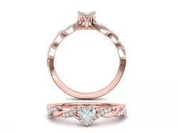 Heart engagement ring Twisted shank design printable 3dmodel 3D print model