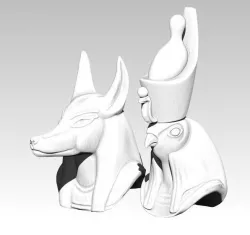 Horus  Anubis pair head bust model 3D print model