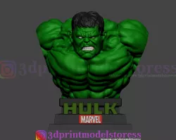 Hulk Bust Printable Statue Marvel Comic  3D print model