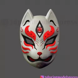 Japanese Fox Mask Demon Kitsune Cosplay Costume Helmet 3D print model