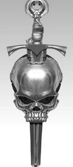 King Sword Skull Pendant jewelry printable 3D print model