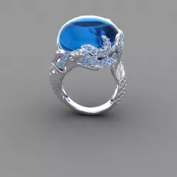 Mermaid Ring with Diamond and Blue Sapphire 3D print model
