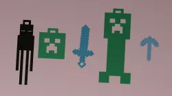 Minecraft creeper enderman necklace-bracelet-keychain 3d print 3D print model