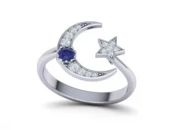 Moon and Star gold ring printable 3d model  3D print model