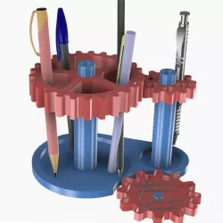 Movable Gears Pens and tools holder 3D print model