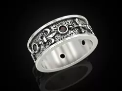 Ring heraldic lilies and crosses 3D print model