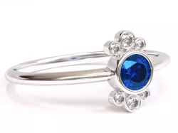Round Diamond Ring in Bezel Setting Flower Shaped Cluster 3D print model