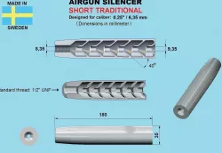 SHORTENED VERSION Air gun silencer  traditional 25 3D print model