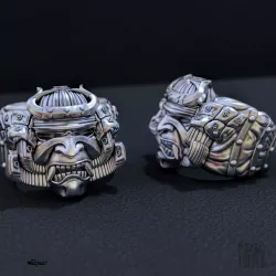 silver samurai ring 3D print model