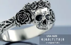 Skull and Roses Ring 3D print model