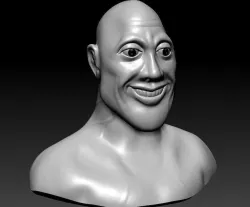 Stylized Rock Dwayne Johnson High Poly Head bust  3D print model