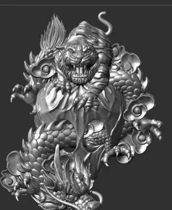 Tiger dragon pendant face 3D print model