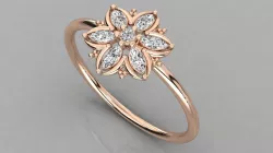 Women solitaire flower ring 3dm render detail  3D print model