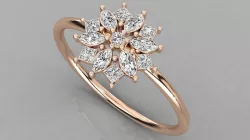 Women solitaire flower ring 3dm render detail  3D print model