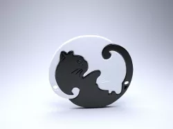 Yin-Yang Cat Pendant 3D print model