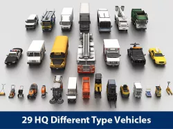 29 HQ Vehicles - Mega Collection Low-poly  3D model