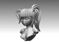 3D Hair anime girl  3D print 3D model 3D print model