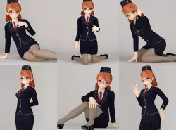 6 poses of  Chiyo 3D model
