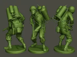 American soldier ww2 action A6 3D print model