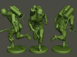 American soldier ww2 run A6 3D print model